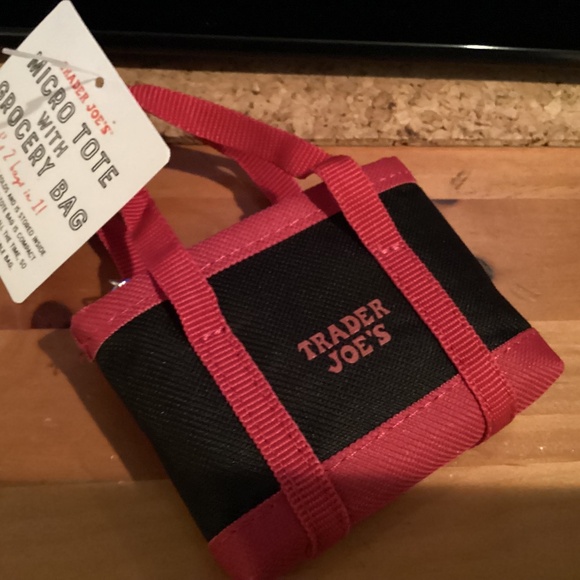 Trader Joe's Black and Red Micro Tote with Grocery Bag. NWT - Picture 1 of 2